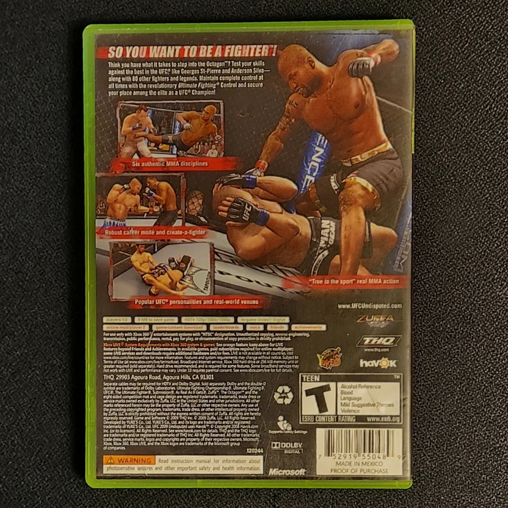 UFC Undisputed 2009 XBox 360 Video Game